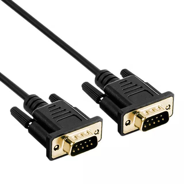 Mâle de câble série de Pin de RS232 DB9 9 au plat d'or masculin de transmission de données vidéo