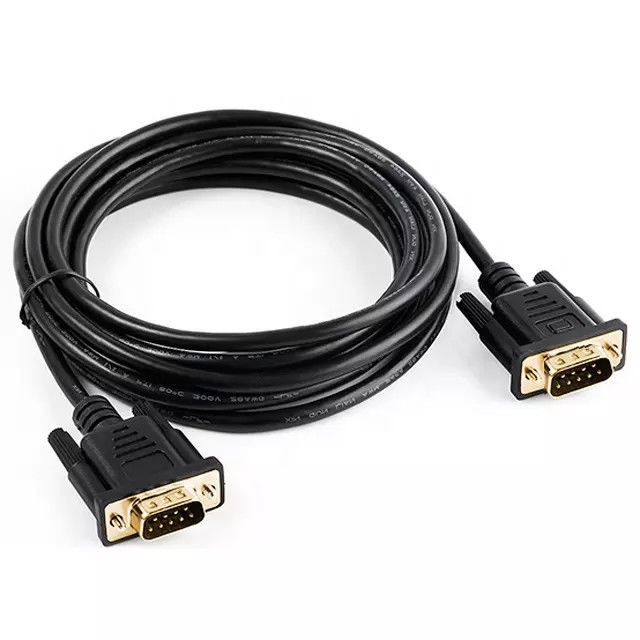Mâle de câble série de Pin de RS232 DB9 9 au plat d'or masculin de transmission de données vidéo