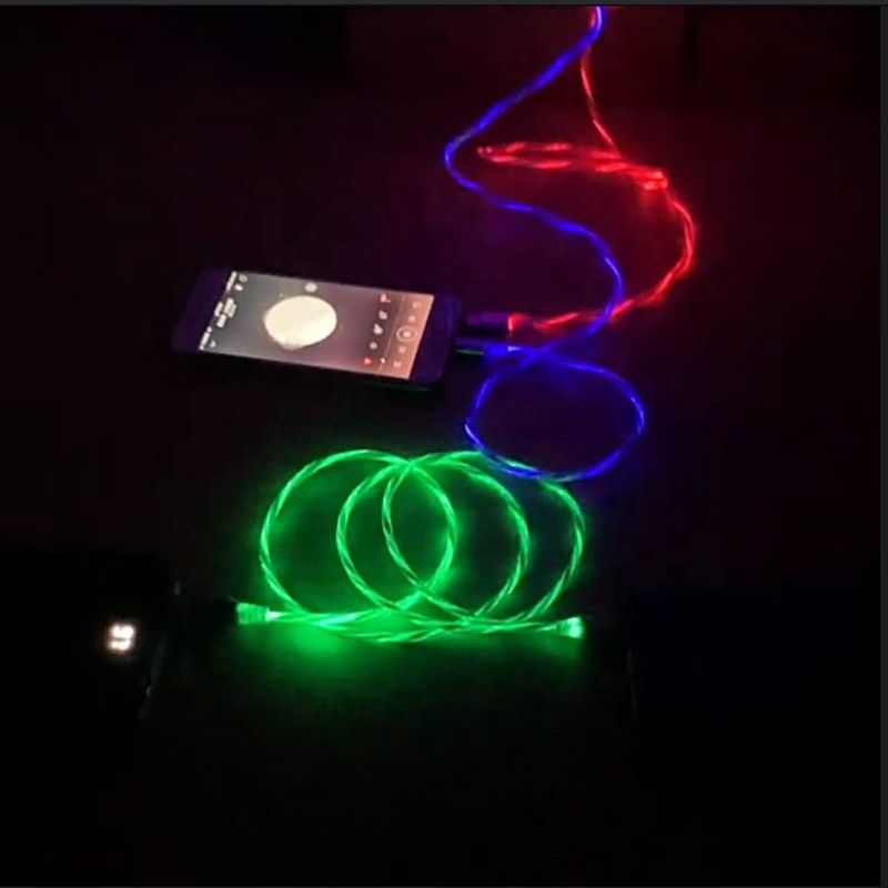 Le remplissage rapide câblent 3 DANS 1 type câble de clignotant de remplissage coloré de foudre de câble de C 3A LED USB