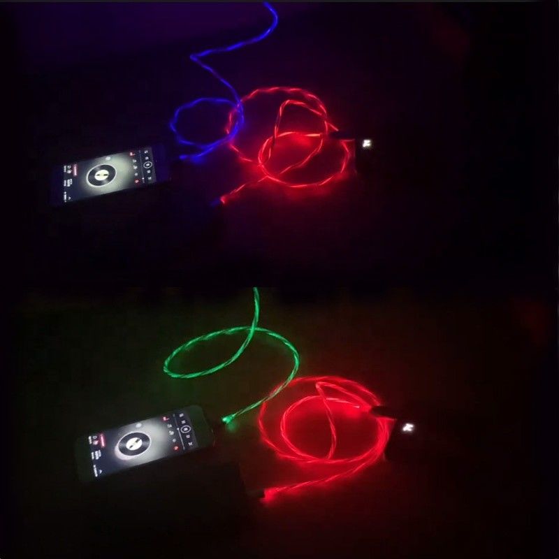 Le remplissage rapide câblent 3 DANS 1 type câble de clignotant de remplissage coloré de foudre de câble de C 3A LED USB