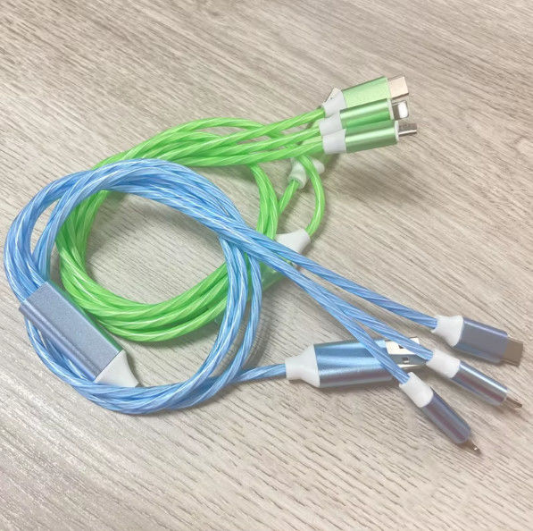 Vente à chaud prix d'usine 3 en 1 câble USB pour éclairer la nuit et le câble de transfert de date lumineux