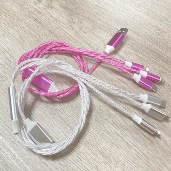 Vente à chaud prix d'usine 3 en 1 câble USB pour éclairer la nuit et le câble de transfert de date lumineux